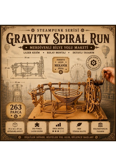 Marble Run Misket Oyunu Ahşap Maket 263 Parça Ahşap 3d Puzzle Marble Run Mekanik Maket Seti - 3d Ahşap Bilye Yolu Maketi