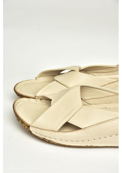 Fox Shoes U555060003 Bej Hakiki Deri Terlik Bej-hakiki Deri Bej