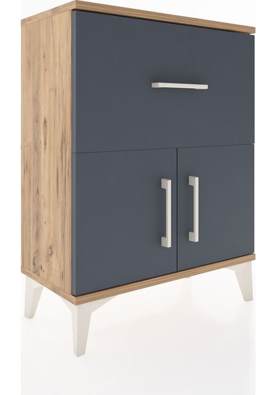 Arges Komodin 3 Raflı Tek Çekmeceli 2 Kapaklı 60x30x80 Çam-an... Çam
