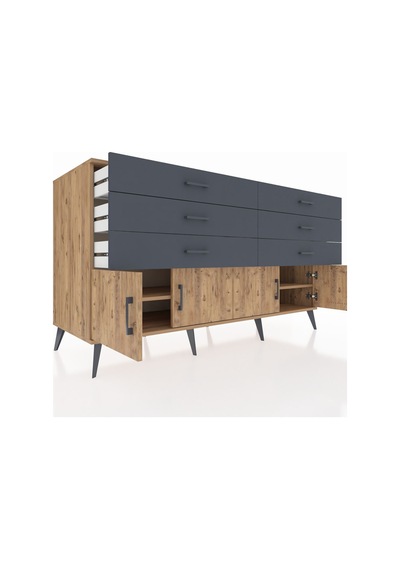Kronos Konsol 2 Raflı 6 Çekmeceli 4 Kapaklı 176x59x99 Çam-çam/ant Çam-çam/antrasit Kronos Konsol 2 Raflı 6 Çekmeceli 4 Kapaklı 176x59x99 Çam-çam/ant Çam-çam/antrasit