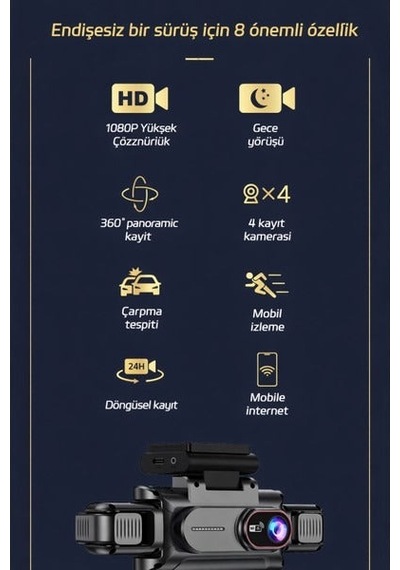 360 Wifi Quad Araç Kamerası
