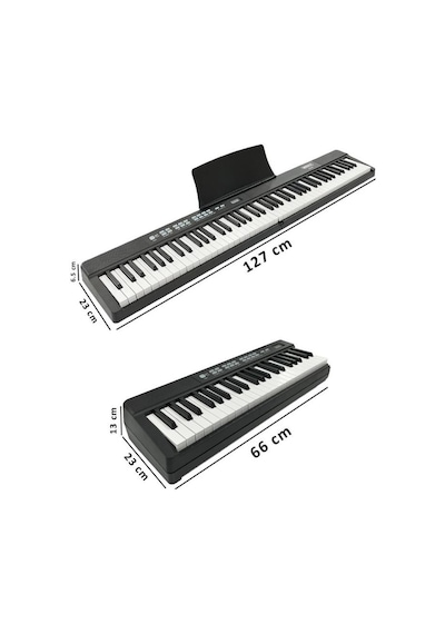 Midex Plx-80bkst Taşınabilir Katlanır Dijital Piyano Tuş Hassasiyetli 88 Tuş Bt Stand Sustain Kulaklık Çanta Metod