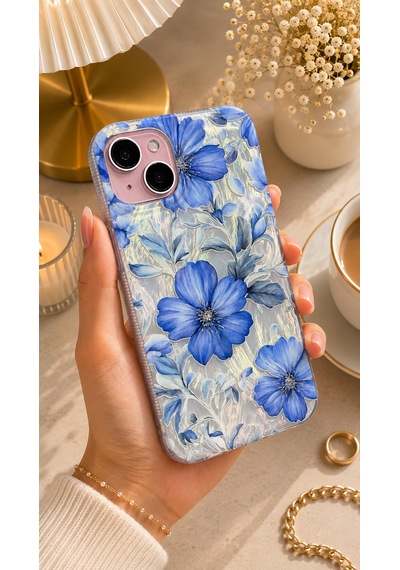 Apple iPhone 15 Plus / 14 Plus Uyumlu - Aurora Parlak Tüy Desenli Gümüş Koruyucu Silikon Telefon Kılıfı Mor