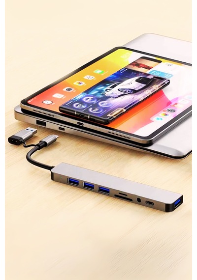 Büro Ev Ofis İçin 8mod Görüntü Aktarıcı Çoklu Usb Hub