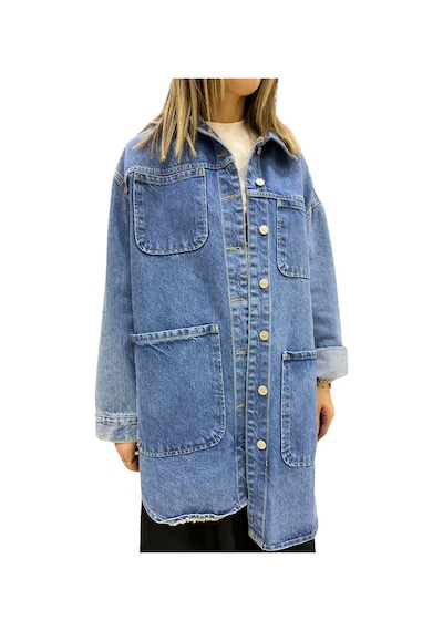 5316 Dört Cepli Oversize Gömlek Mavi-2285 Mavi