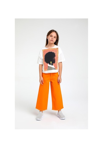 Escabel 5-14 Yaş Kız Çocuk Baskılı Tshirt Beyaz