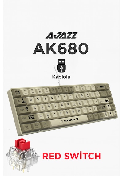Ak680 Kablolu %65 Boy Mekanik Oyuncu Klavyesi-rainbow Aydınlatma Hot-swap