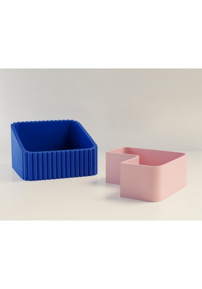 3d Baskı Fıstık Kasesi - Çift Hazneli Kabuk Ayırıcı Sunum Kasesi - Mavi Pembe Diğer