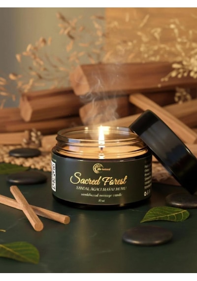 Sandal Ağacı Kokulu Masaj Mumu 30 Ml Doğal Bitkisel Yağlı, Nemlendirici Etkili Mum Aromaterapi Sandal Ağacı