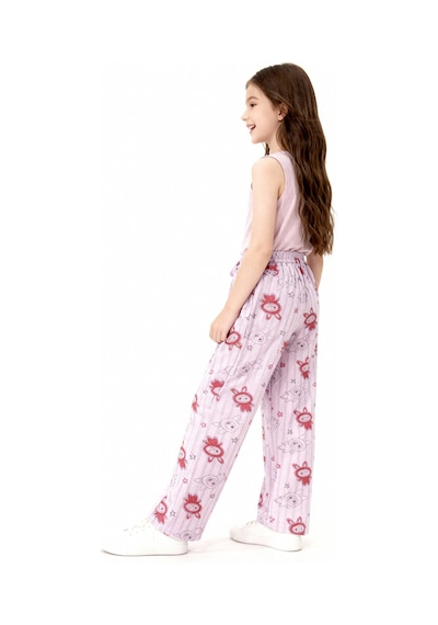 Kız Çocuk Pijama Altı Beli Lastikli Tavşan Baskılı Lila