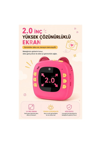 Robeve Anında Termal Baskılı 20 Mp 2.0 Hd Ekranlı Type-c Şarjlı Çocuk Fotoğraf Makinesi
