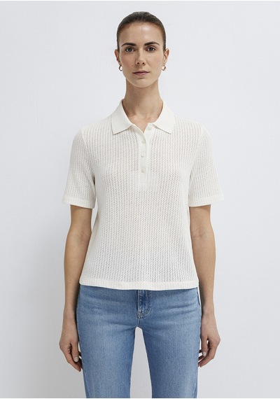 Mavi - Örme Ekru Polo Tişört. 1614311-70057