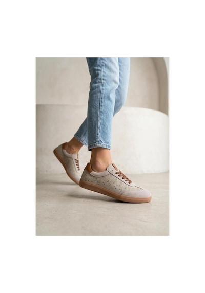 Venüs Kadın Hakiki Deri Süet Desenli Sneaker Ayakkabı 2609922k Bej