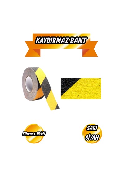 Kaydırmaz Zemin Bandı Sarı-siyah 50mmx15mt - Bant