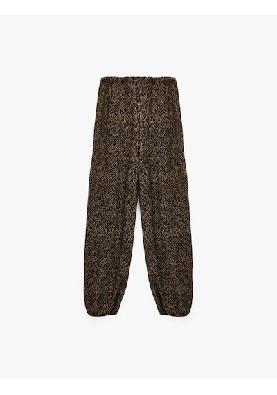 Koton Lastikli Paça Cepli Desenli Jogger Pantolon Siyah Desenli 7wak40021uk Bdl