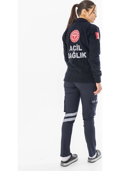 112 Acil Tıp Teknisyeni Fermuarlı Polar Ceket Unisex Att006 Lacivert