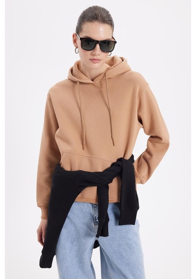 Tudors Kadın Relax Fit Rahat Kesim Pamuklu Kapüşonlu Kanguru Cepli Vizon Sweatshirt-39941 VIZON Tudors Kadın Relax Fit Rahat Kesim Pamuklu Kapüşonlu Kanguru Cepli Vizon Sweatshirt-39941 VIZON
