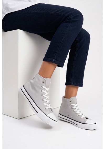N Moda Unisex Keten Ayakkabı Spor Ayakkabı Günlük Sneakers Uzun Gri