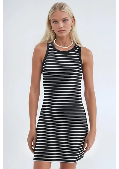 Hiccup Bisiklet Yaka Bodycon Mini Elbise Ellie Collection Siyah 02