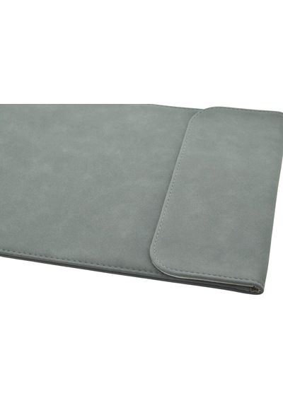 15.4" Deri Mıknatıslı Apple Uyumlu MacBook Koruma Çantası Gri 28,5x39,5cm