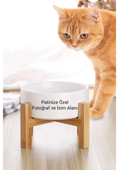 Matgo Pati Kedi Köpek Beslenme Mama Su Kabı 500ml Evcil Hayvana Özel Fotoğraflı İsimli Seramik Kase