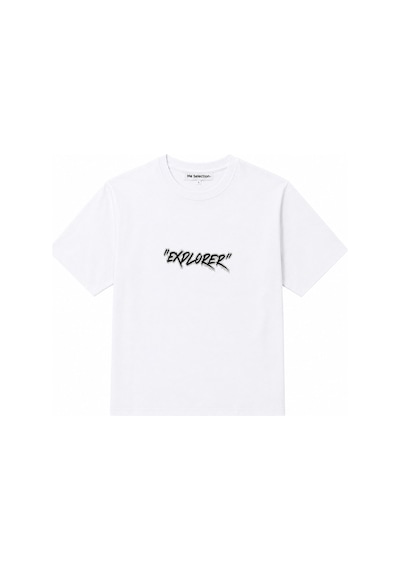 Me Selection Explorer Tasarım %100 Pamuk Unisex Basic Tişört Beyaz