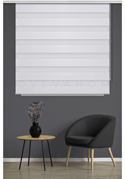 Pliseli Zebra Stor Perde 3050 Beyaz Ev Ofis Mutfak Balkon Çocuk Odası Yatak Odası Salon Perdesi Beyaz