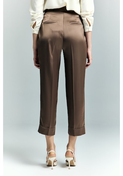 Lisa Saten Duble Paça Pantolon - Kahve-137241 Kahve