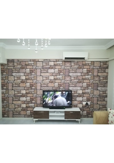 5 Adet X Karma Taş Desenli 3D Strafor Köpük Duvar Kaplama Paneli (446785827)