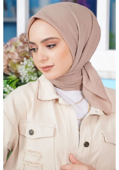 Melodi Scarf Kadın Tesettür Mio Caz Eşarp Hijab Bej BEj