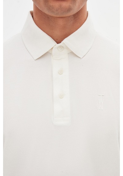 Twn Slim Fit Ekru Pike Dokulu T-shirt 4ec146011784m Ekru