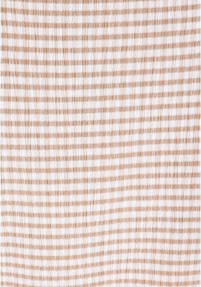 Colin's Colins Slim Fit Polo Yaka Kareli Kadın Bej Kısa Kol Tişört Cl1074376 Q1.v1 Lbr Lıght Brown Kahverengi