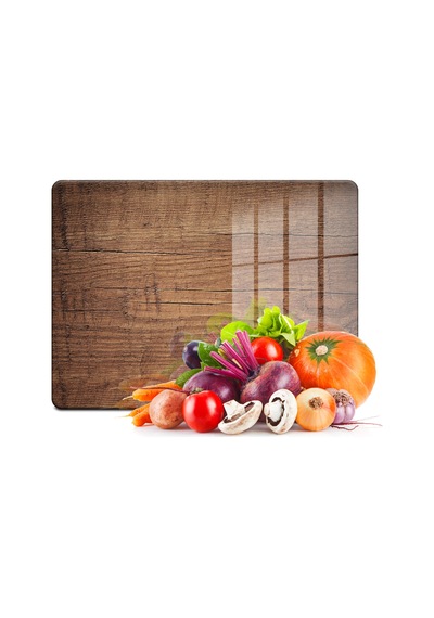 Decovetro Cam Kesme Tahtası Ve Sunumluk Eski Ahşap Desenli 25x35 Cm Çok Renkli