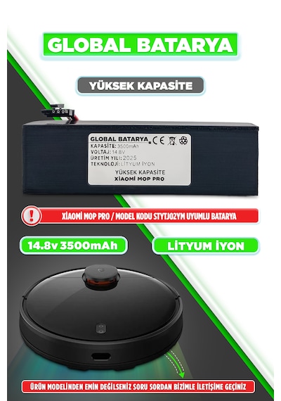 Xiaomi Vacuum Mop Pro Batarya 3500mah Yüksek Kapasite