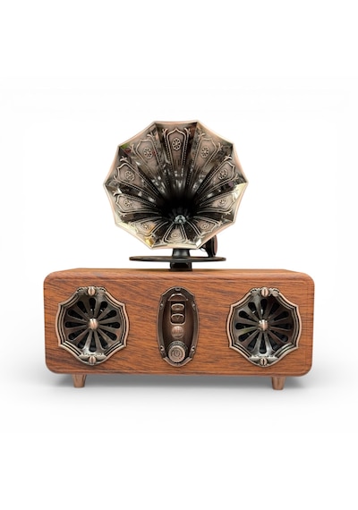 Rt-572a Gramafon Görünüm Ahşap Nostalji Radyo,bluetooth Özellikli, Gramafon Nostaljik Radyo