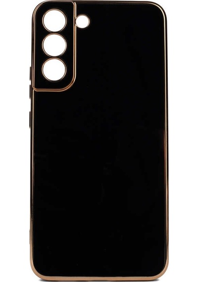 Kilifone - Galaxy S22 Plus Uyumlu Kılıf Kenarları Parlak Altın Renkli Silikon Bark Kapak - Siyah - T21638