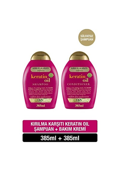 Ogx Keratin Oil Şampuan 385 Ml + Bakım Kremi 385 Ml 2'li Set