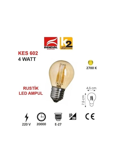 Kendal Kes 602 4 Watt Led Rustik 2700k Günışığı