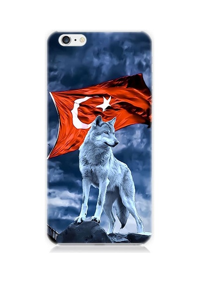 Apple Uyumlu iPhone 6 Plus Silikon Kılıf Kurt Göktürk Ve Bayrak