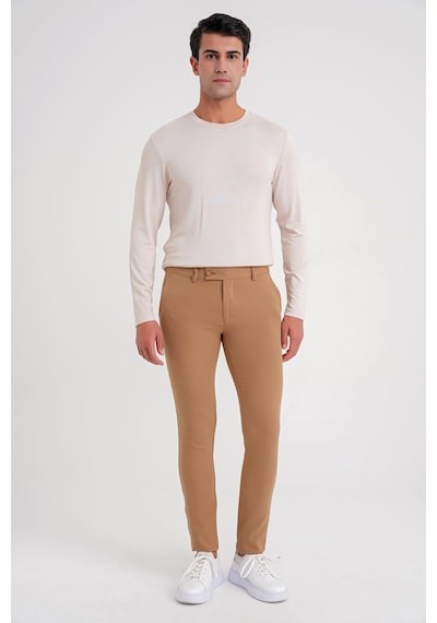 Efor P 1088 Slim Fit Yan Cep Esnek Pamuklu Casual Camel Pantolon Camel