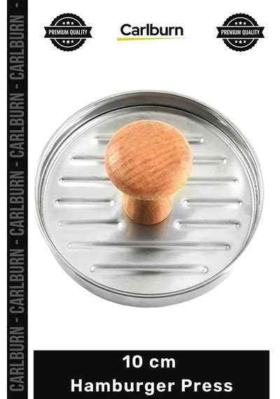 Press Profesyonel Metal Köfte Şekillendirici Ahşap Saplı Dayanıklı Kalıp 10 Cm Hamburger Press