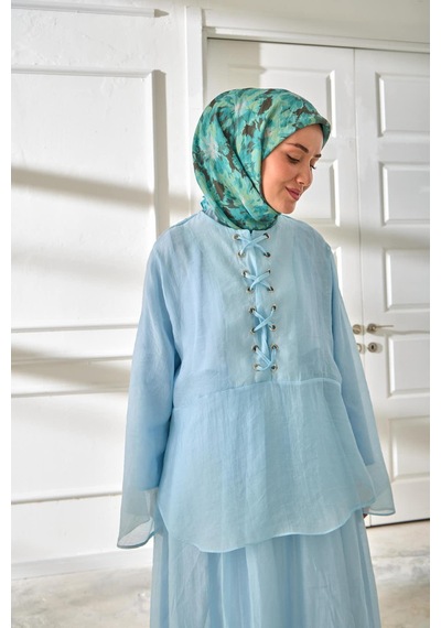 Silk Home Velora Eşarp 161001-24 Turkuaz, Antrasit, Su Yeşili