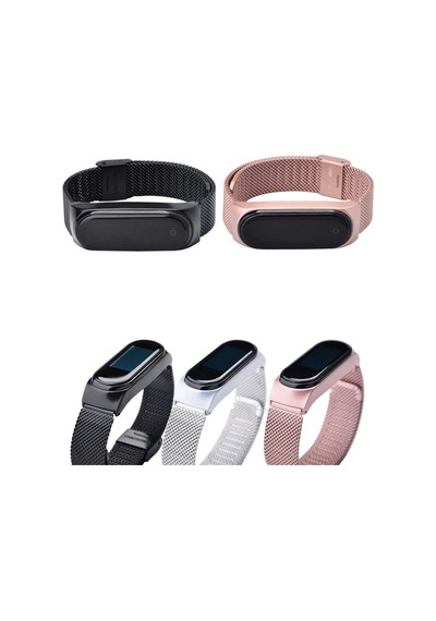 Xiaomi Mi Band 4 Mi Band 3 Kaliteli Metal Hasır Kordon Kayış