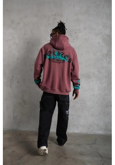 Efnaz Style Erkek Üç İplik Içi Pamuklu Alev Baskılı Kapüşonlu Sweatshirt - Gül Kurusu Gülkurusu Efnaz Style Erkek Üç İplik Içi Pamuklu Alev Baskılı Kapüşonlu Sweatshirt - Gül Kurusu Gülkurusu