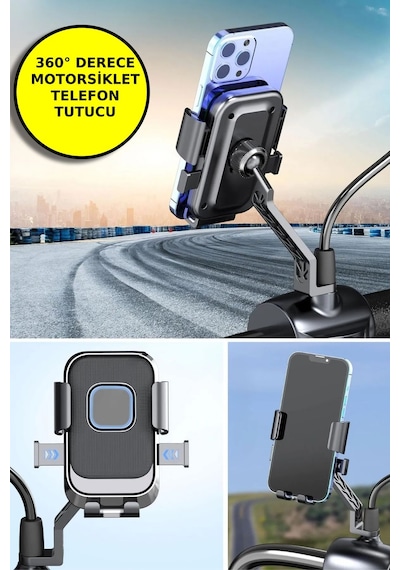 360 Derece Dönebilen Dikiz Aynası Versiyonu Telefon Tutucu Motor,motosiklet,bisiklet ,scooter İçin