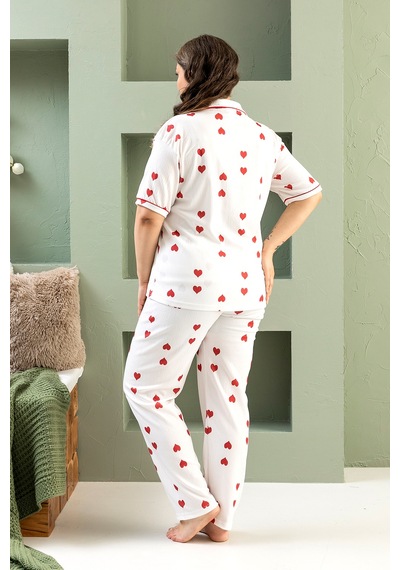 Nisanca Kısa Kol Gömlek Yaka Kadın Pinterest Pijama Takımı - Mevsimlik Kadın Pijama- Büyük Beden Bordo Nisanca Kısa Kol Gömlek Yaka Kadın Pinterest Pijama Takımı - Mevsimlik Kadın Pijama- Büyük Beden Bordo