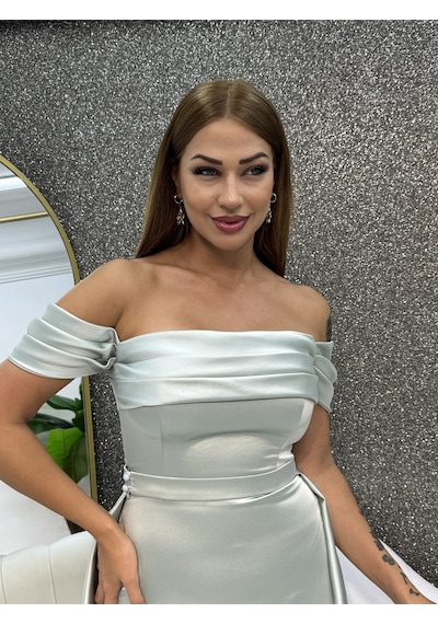 E&a Eren Abiye Mınt Drapelı Madonna Yaka Pelerınlı Balık Abıye Çok Renkli
