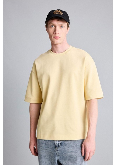 Defacto Loose Fit Bisiklet Yaka Kısa Kollu Ağır Kumaş Basic Sarı Tişört B4844ax26auyl252 Sarı-yl252