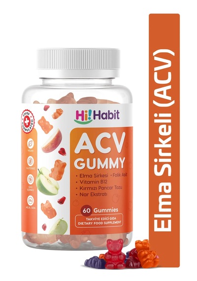 Hi Habit Elma Sirkesi Gummy B12 Folik Asit İçeren 60 Adet