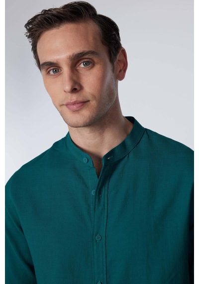Tudors Erkek Slim Fit Dar Kesim Uzun Kollu %100 Pamuk Keten Doku Hakim Yaka Yeşil Gömlek-30475 Yeşil Tudors Erkek Slim Fit Dar Kesim Uzun Kollu %100 Pamuk Keten Doku Hakim Yaka Yeşil Gömlek-30475 Yeşil